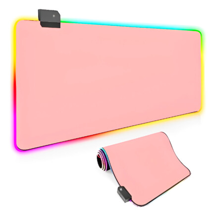 Mouse Pad Gamer Grande com Led RGB 300 x 800mm Rosa - DELTA-P8030R