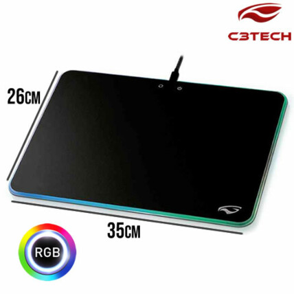 Mouse Pad Gamer C3Tech Speed com Led RGB MP-G2000BK 