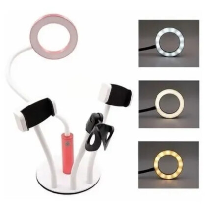 Suporte para Celular com Iluminador Ring Light USB Led 4 em 1 Tomate - MLG-073