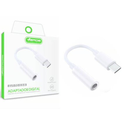 Cabo Adaptador Type-C para P2 3.5mm Fêmea Verde - ZJT-TC-3.5-S