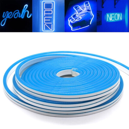 Fita LED Neon Azul Flexível 12V 5 Metros com Conector P4