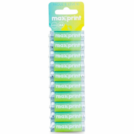 Pilha Alcalina AA 1.5 V MAXPRINT Compre 8 Leve 10 - 75000034