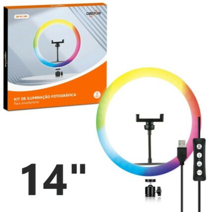 Ring Light Profissional 14" RGB Led Com Cabeça Giratória - OR-PL14R