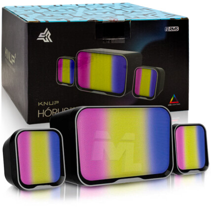 Caixa de Som Multimídia 2.1 Usb P2 3.5mm 16W com Led KNUP - KP-R0813