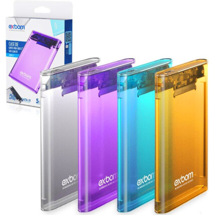 Case para HD Sata 2.5" Transparente Colorida HHD/SSD USB 3.0 5Gpbs Exbom - CGHD-37