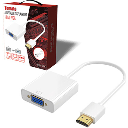 Adaptador Conversor de HDMI para VGA Fêmea Com Saída de Áudio P2 3,5mm TOMATE - MTV-603