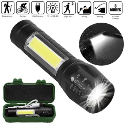 Lanterna LED Recarregável XPE USB Portátil Luatek - LT-409