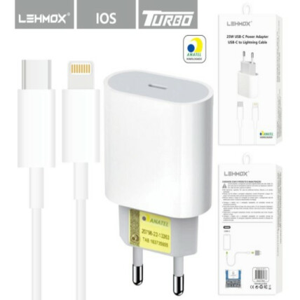 Carregador Tipo C PD 25W para IOS com Cabo Lightning LEHMOX - LE-357-3