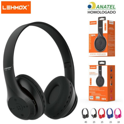 Fone de ouvido Bluetooth Dobrável com Entrada P2 Selo Anatel- LEF-1003