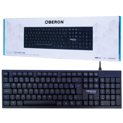Teclado com Fio USB Oberon Teclas Silenciosas Padrão ABNT Preto - OR-TE100