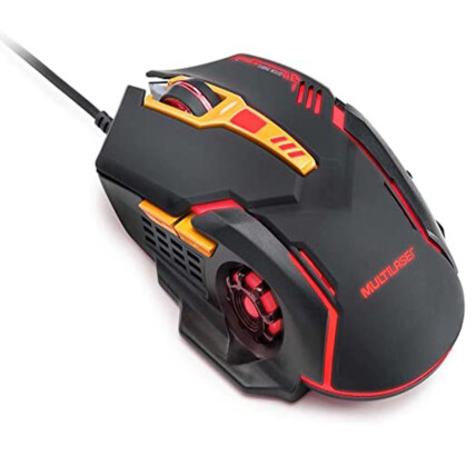Mouse Gamer Multilaser 2400dpi 6 Botões Preto/Laranja - M0270