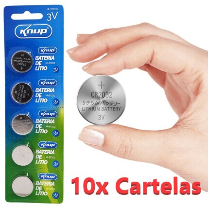 Kit 10x Cartelas Com 5 Unidades Bateria 3v Lithium-KP-BT2032