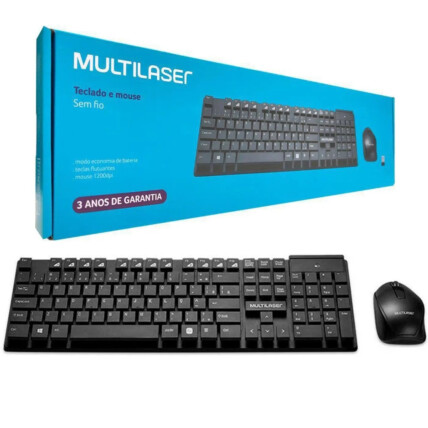 Kit Teclado e Mouse Sem Fio Flutuante Conexão USB, 1200 DPI Multilaser - TC251