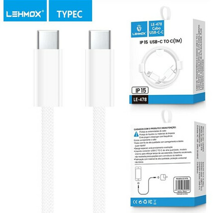 Cabo Usb Type-C para Type-C 1 Metro Lehmox - LE-478C-C