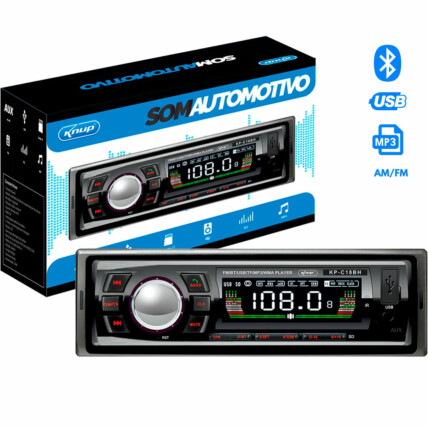 Som Automotivo Bluetooth 60W x4 MP3 Rádio AM/FM KNUP - KP-C18BH