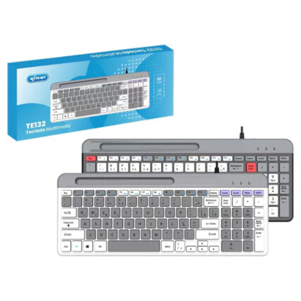 Teclado Multimidia Pc Com Fio ABNT2 Silencioso Suporte Celular Knup - TE132
