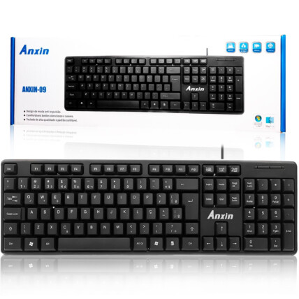 Teclado com Fio USB Básico Padrão ABNT2 Preto - 09