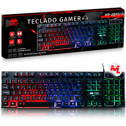 Teclado Gamer Semi Mecânico Usb com Led Knup - KP-2043