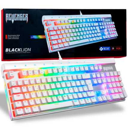 Teclado Mecânico Gamer Branco Switch Jixian Blue com RGB Revenger - TE-BKL004