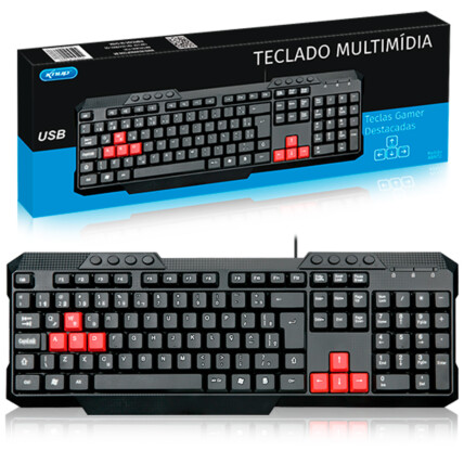 Teclado Multimídia para Computador com Fio USB - KP-2034A+
