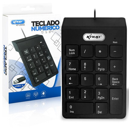 Teclado Numérico USB Knup 18 Teclas Preto Knup - KP-2003A