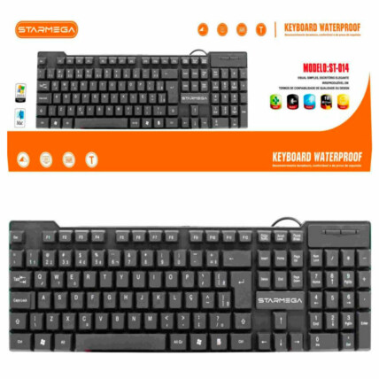 Teclado USB com Fio ABNT2 Resistente a Respingos STARMEGA - ST-014