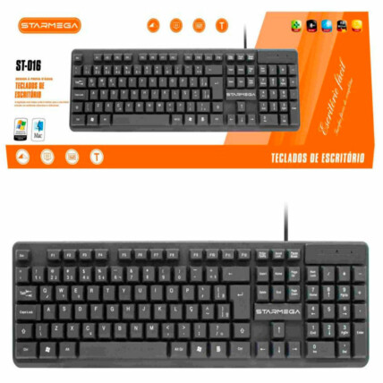 Teclado USB com Fio ABNT2 Resistente a Respingos STARMEGA - ST-016