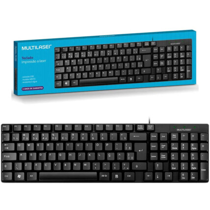 Teclado Multilaser Slim Laser Resistente à Água ABNT2 - TC193