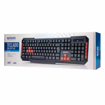 Teclado Usb Gamer Sem Fio Wireless Padrão ABNT2 Exbom - BK-S380