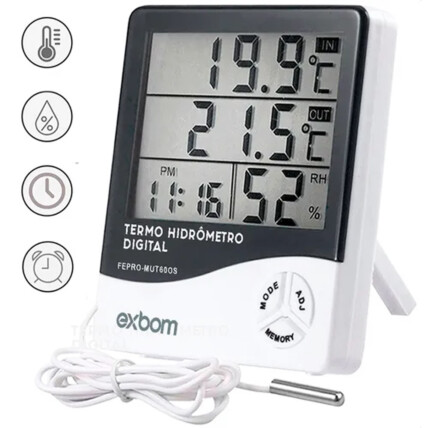 Termômetro Medidor de Umidade e Temperatura com Sensor Externo - MUT60OS