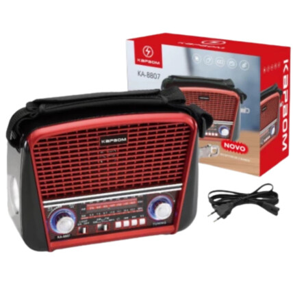Rádio Retro AM/FM com Bluetooth e Lanterna Bivolt Manual Kapbom - KA-8807