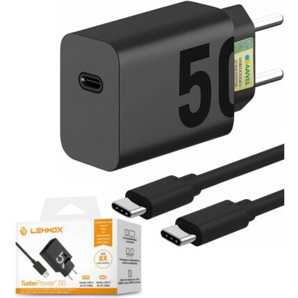 Carregador De Celular Turbo 50w Type-c Pd Com Cabo 1 Metro Lehmox - LE-491 PD