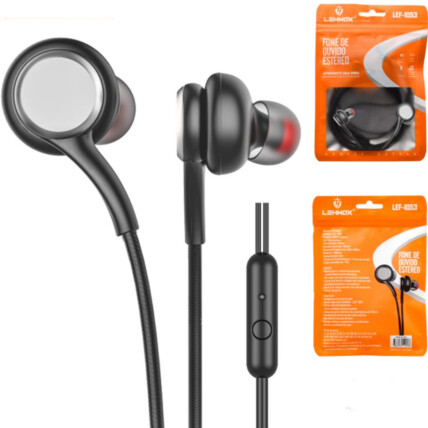 Fone de Ouvido Estéreo com Microfone LEHMOX - LEF-1053