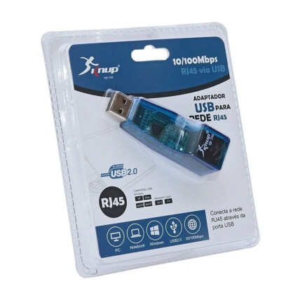 Adaptador de Rede Usb RJ45 Lan Ethernet 10/100 Mbps Knup - HB-T66