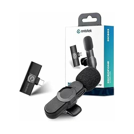 Microfone de Lapela sem Fio Conexão Type-C para Smartphone Android - ON-MC803