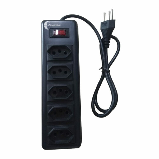 Extensão Filtro de Linha 5 Tomadas C3Tech Bivolt 10A - FL-52BK