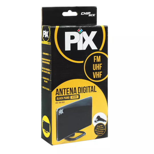 Antena Interna Curva Black Piano - Plug 90 Graus Chipsce - 008-9502