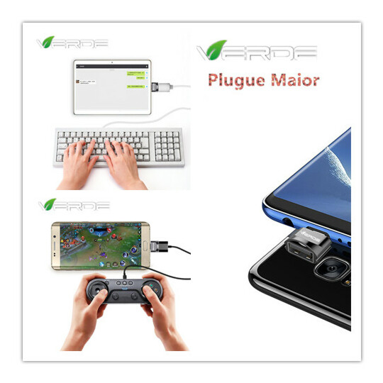 Adaptador OTG Micro USB V8 Macho para USB Fêmea Verde - ZJT-V8-OTG/B
