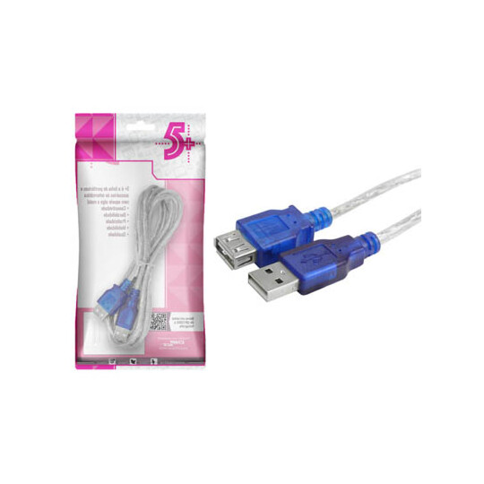 Cabo Extensor Usb A Macho + Usb A Fêmea 2.0 Cristal 1.8 metros Chipsce - 018-0070