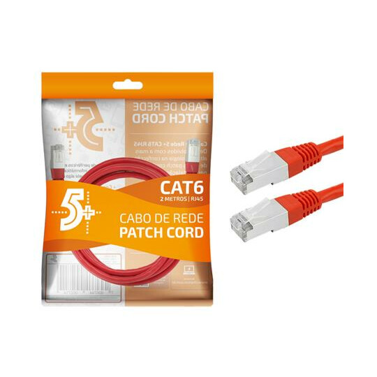 Cabo de Rede RJ45 CAT6 FTP 2 Metros Vermelho Chipsce - 018-1085
