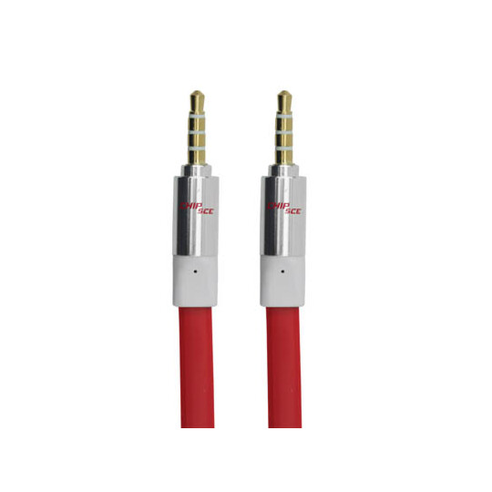 Cabo Auxiliar P2+P2 Premium Estéreo Flat Vermelho - 3 Metros Chipsce - 018-5795