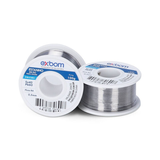 Estanho em Fio Carretel 40x60 0.5mm com 100g 01935 Exbom - EF40 / EF25-G100S5