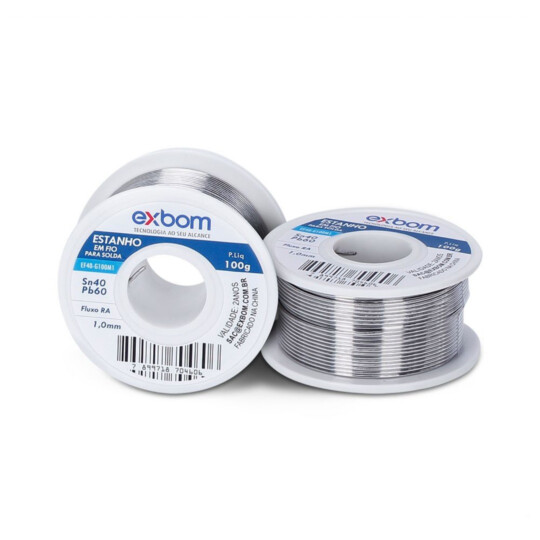 Estanho em Fio carretel 40x60 1,0mm com 100g 03147 Exbom - EF40 / EF25-G100M1