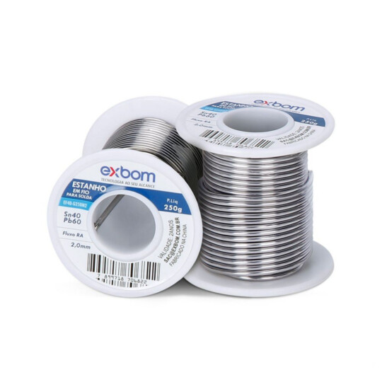 Estanho em Fio Carretel 40x60 2,0mm com 250g 03162 Exbom - EF40 / EF25-G250M2