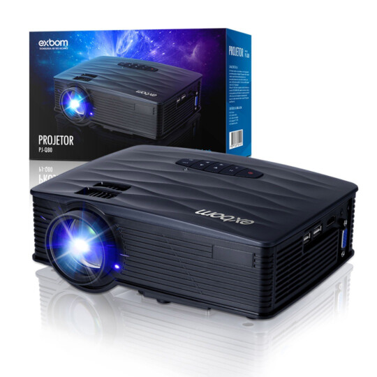 Retro Projetor 1080p MULTIMÍDIA em LED 50W tamanho de até 120 polegadas EXBOM - 03386 - PJ-Q80