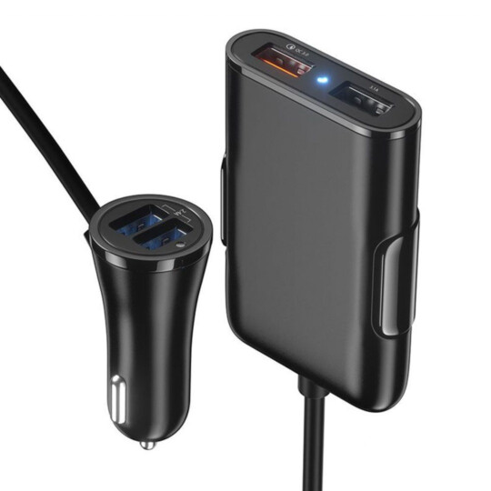 Carregador Veicular p/ Uber com Extensor 2 Portas Usb para Passageiro 8A + QC 3.0 - 353