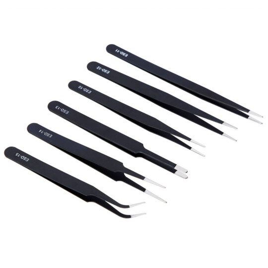 Kit de Pinças 6 Peças para Reparo de Celulares e Eletrônicos 04091 - KL-667