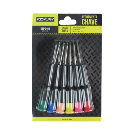 Jogo de Chaves Torx para Celular com 6 Peças - 056-0406