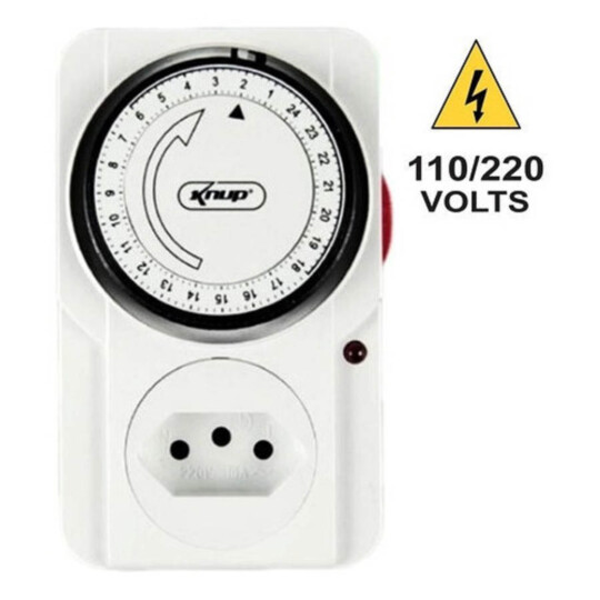 Timer Analógico Bivolt Temporizador Mecânico com Led Indicador Knup - KP-ES01