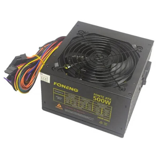 Fonte ATX 500W Para PC Bivolt Manual com Cabo De Alimentação - HDW-0002 6G
